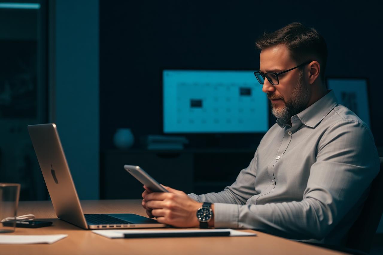 Business owner reviewing a mostly empty appointment calendar