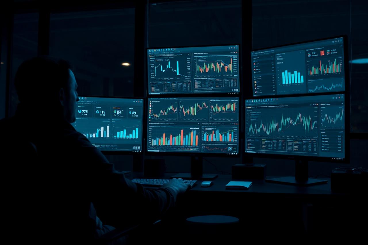 Marketing manager reviewing several disconnected marketing dashboards